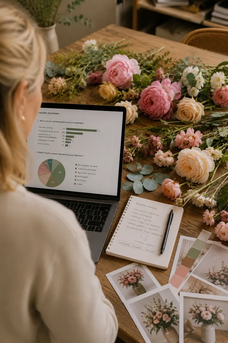 SiaFlora moodboard en bloemenonderzoek aan tafel